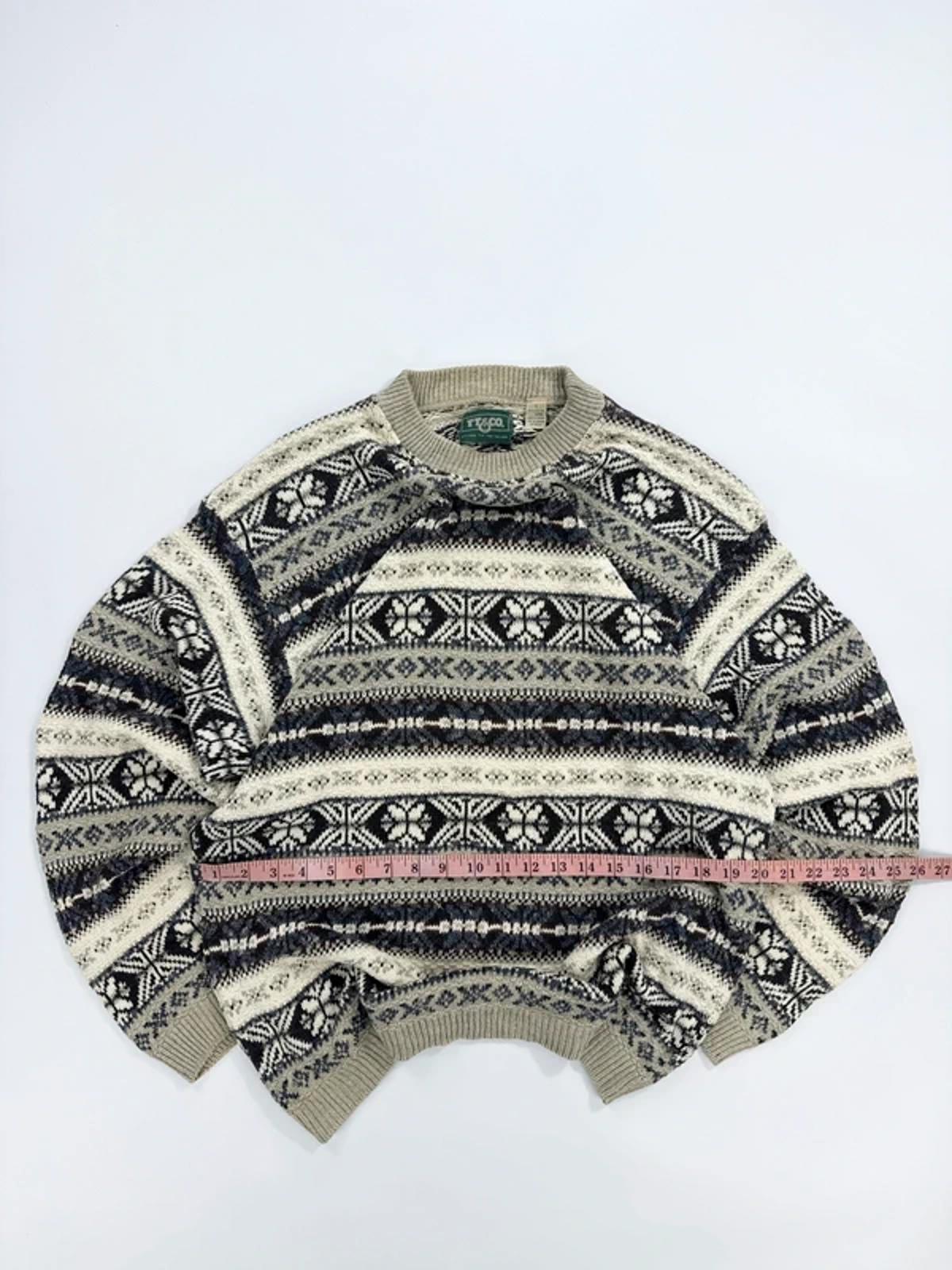 Vintage TT&Co Knit Jumper Cream Navy Fair Isle Pattern