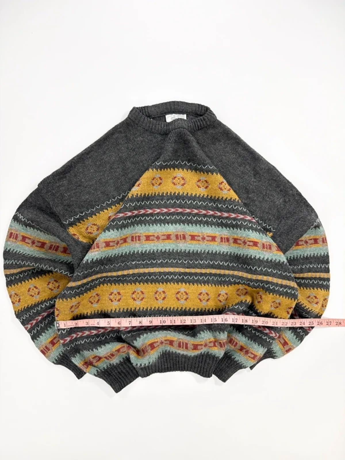 George Die Vintage Knit Jumper Grey Yellow Pattern