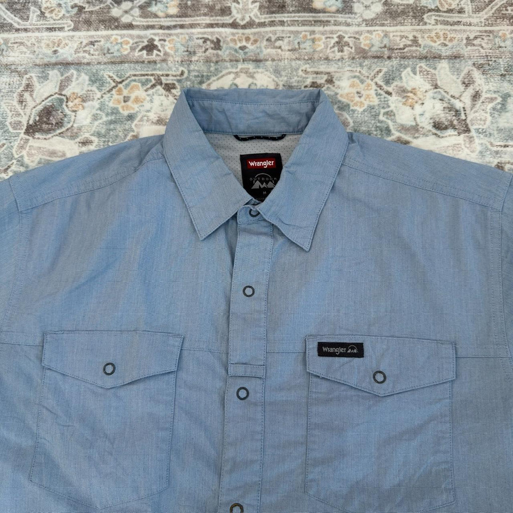 Wrangler Regular Fit Blue Button-up Shirt Size M