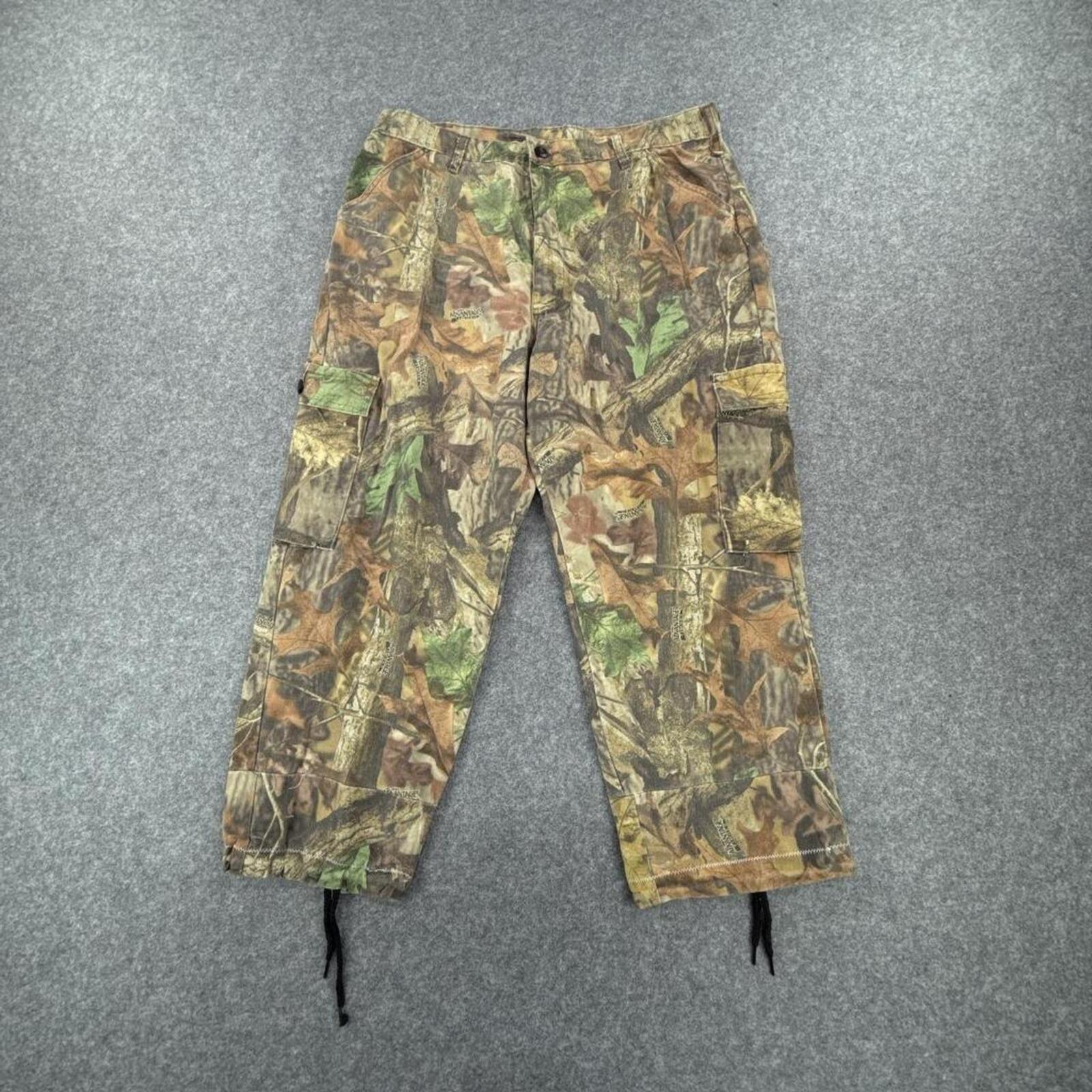 Realtree style camo cargo pants with adjustable drawstrings #camouflage #outdoor