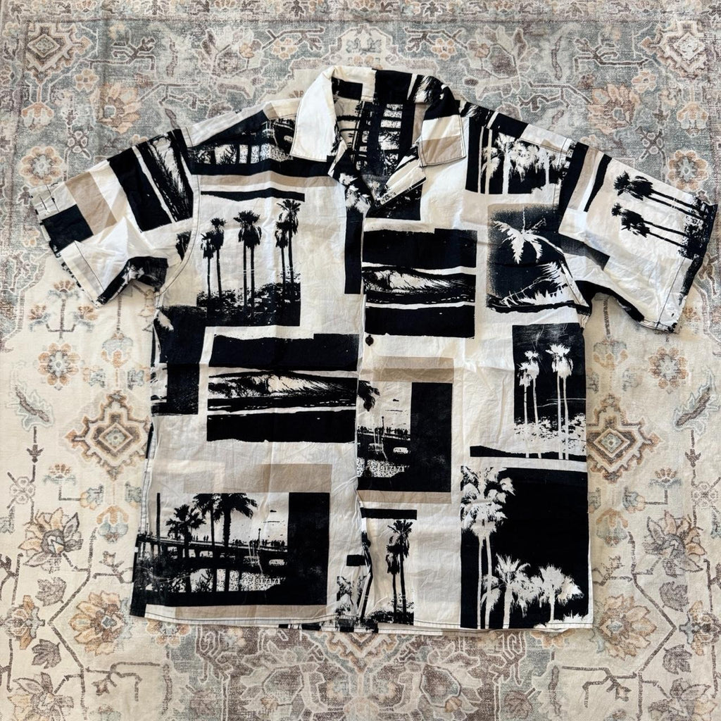 Jack & Jones Black and White Hawaiian Button-up Shirt