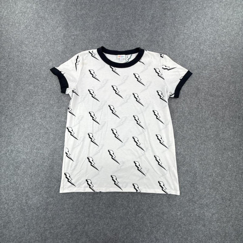 Lularoe white and black lightning bolt t-shirt