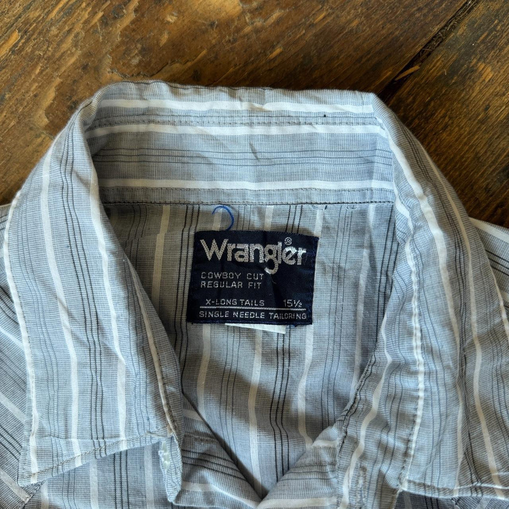 Wrangler Cowboy Cut Regular Fit White and Blue Striped Button-up Shirt