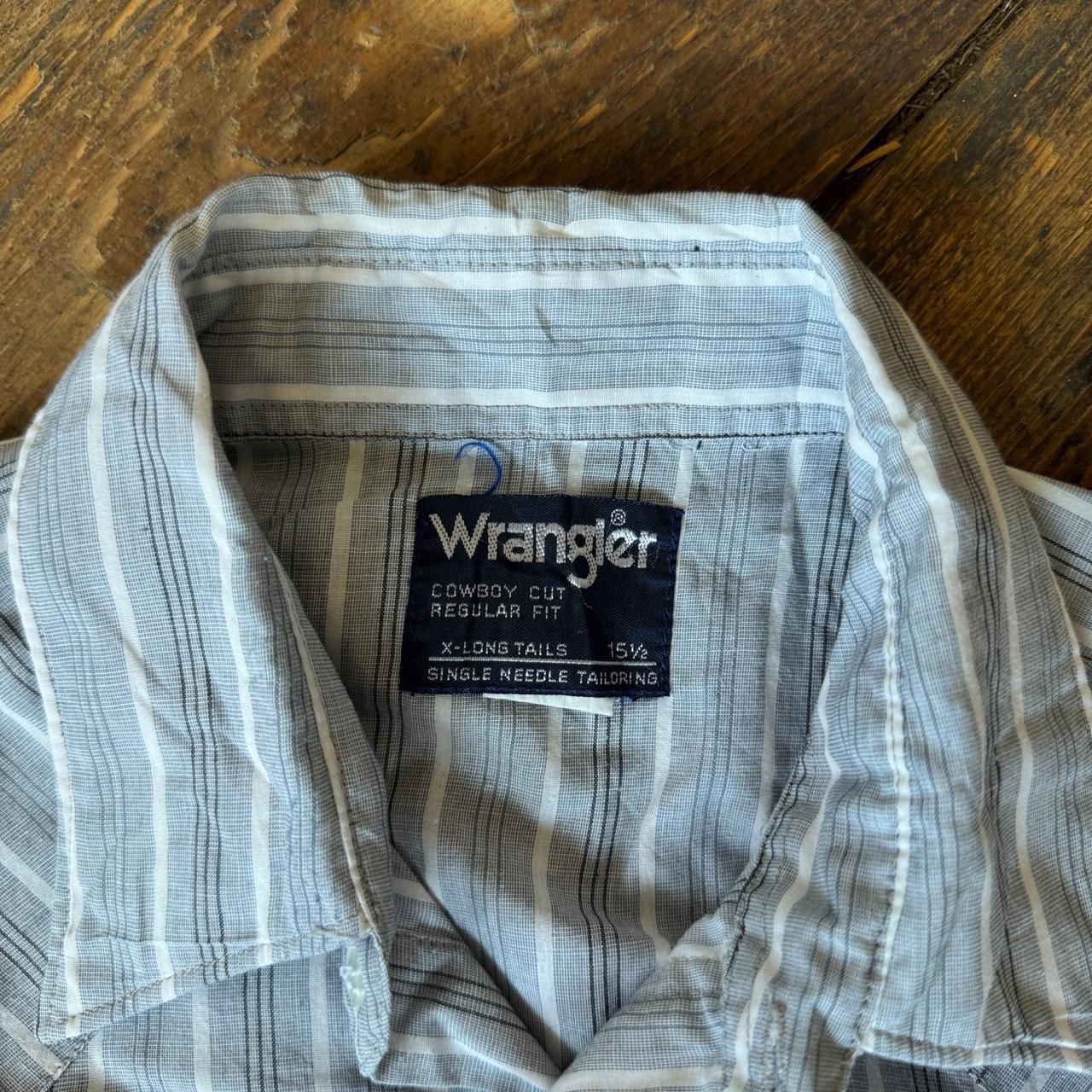 Wrangler Cowboy Cut Regular Fit White and Blue Striped Button-up Shirt