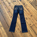 Shiloh Dark Wash Y2K Bootcut Jeans with Embroidered Back Pockets W27