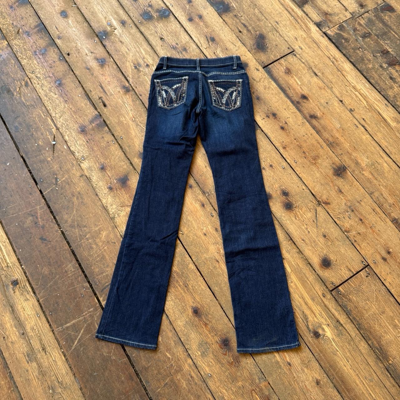 Shiloh Dark Wash Y2K Bootcut Jeans with Embroidered Back Pockets W27