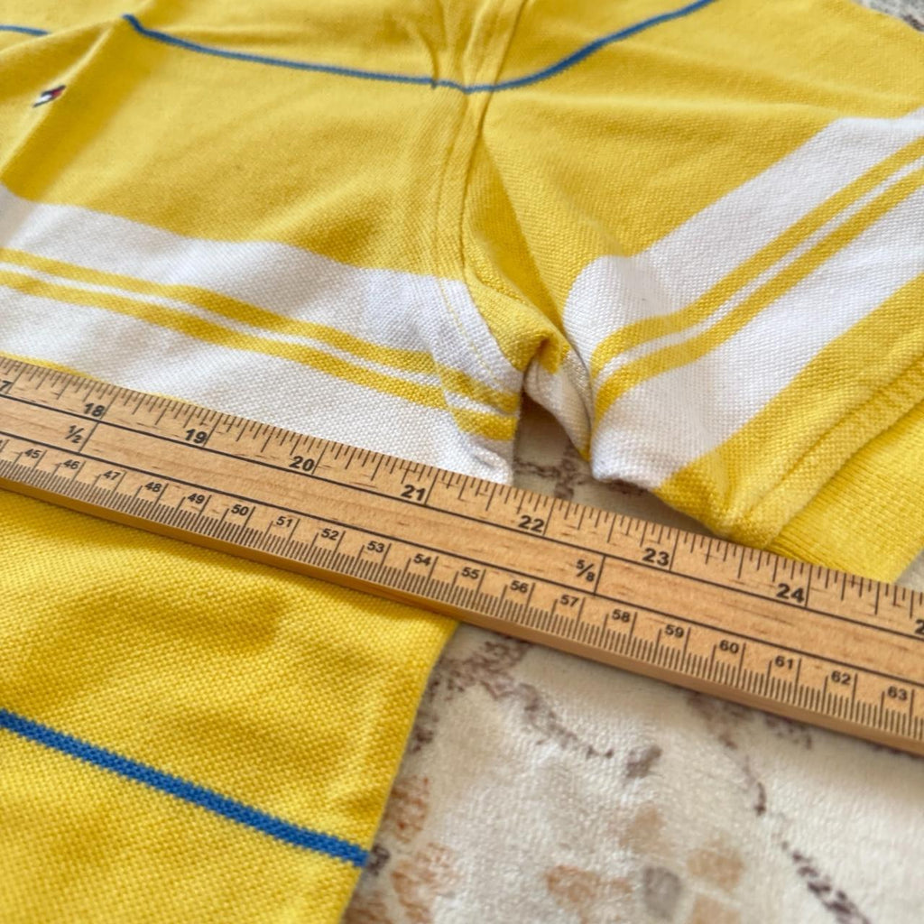 Tommy Hilfiger Yellow and White Striped Polo Shirt Size L