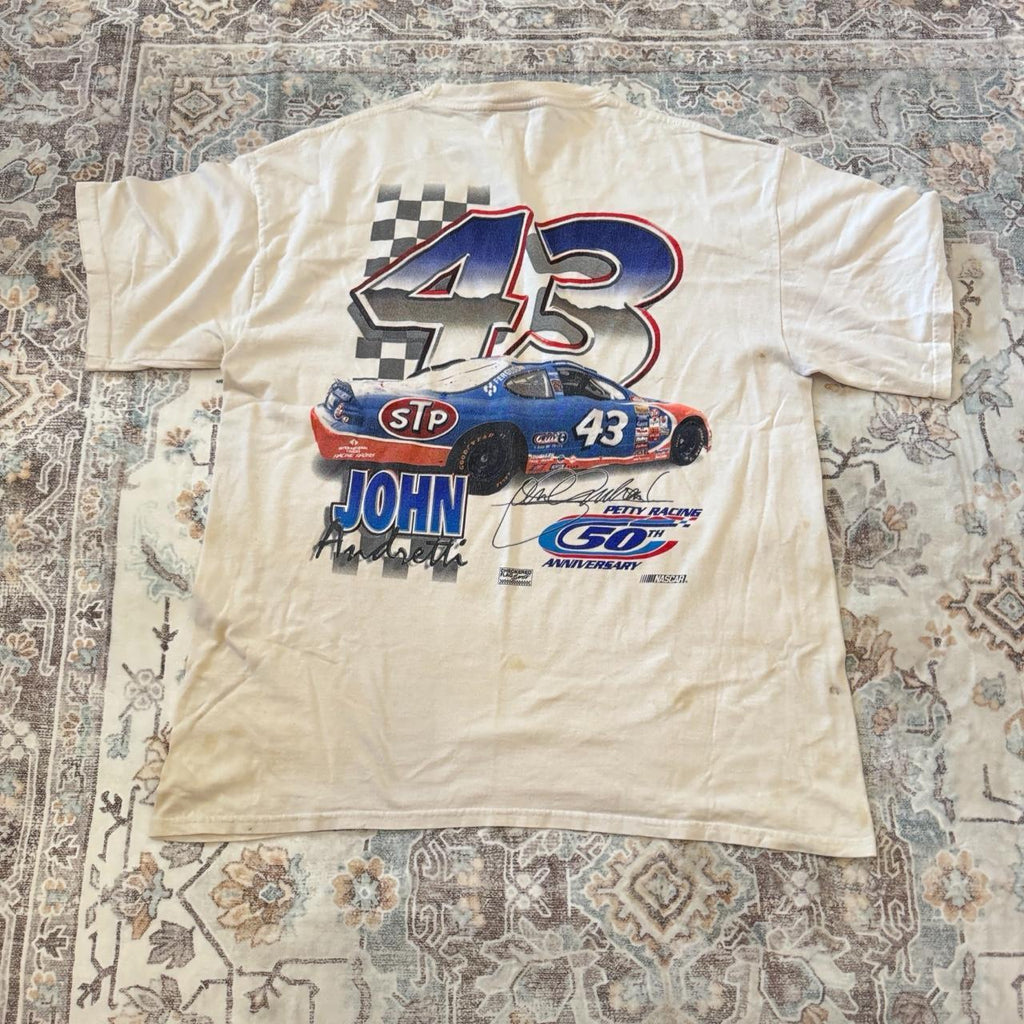 Tultex John Andretti NASCAR Racing T-Shirt in Cream Size XL