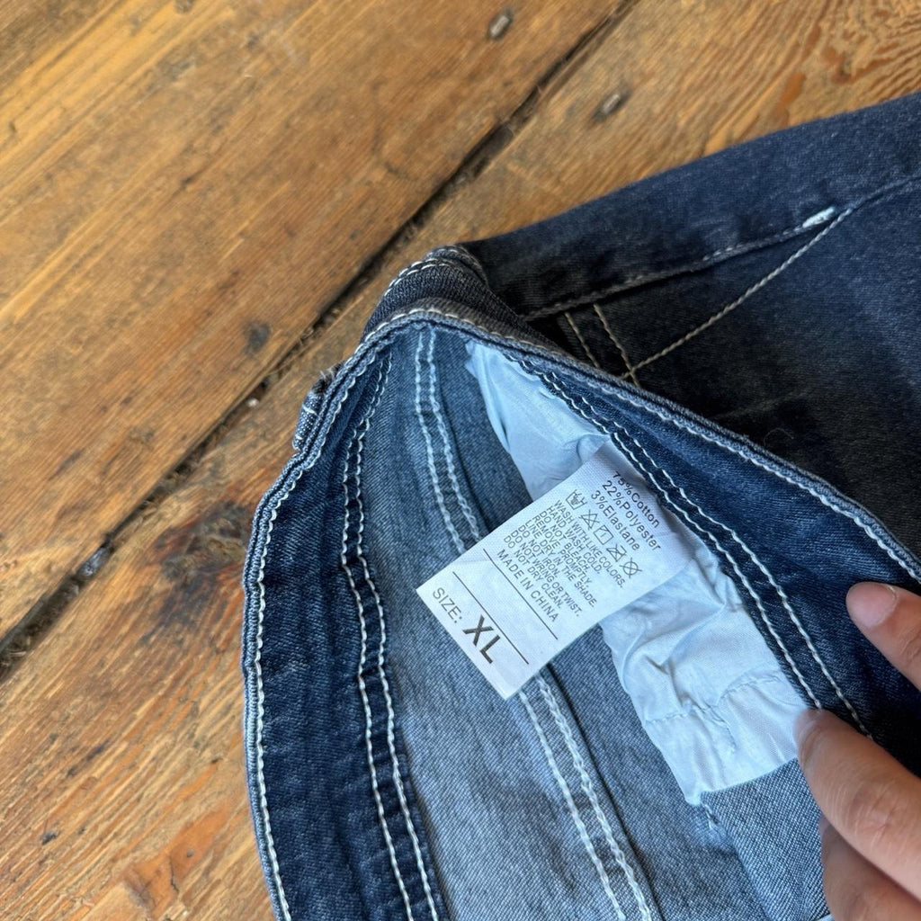 Women’s Y2K Medium Wash Bootcut Jeans with Back Pocket Embroidery Size XL