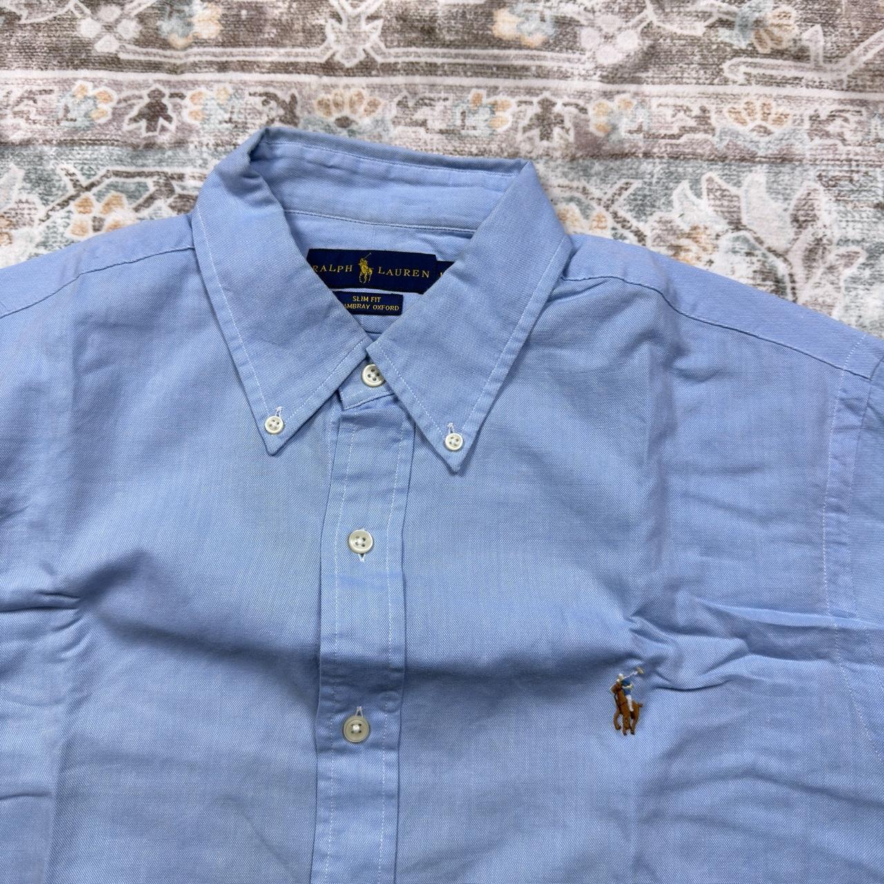 Ralph Lauren Slim Fit Chambray Oxford Long-sleeve Button-up Shirt in Blue Size L