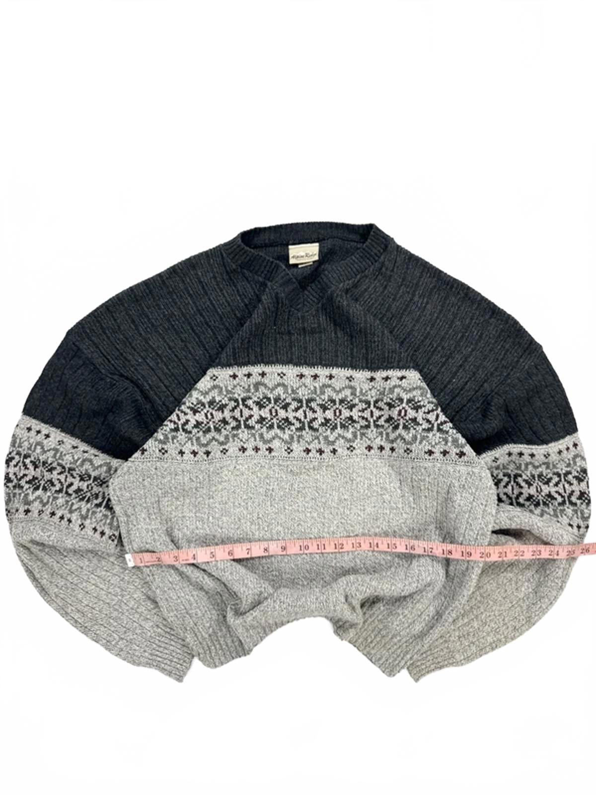 Alpine Ridge Vintage Knit Jumper Grey Navy Pattern
