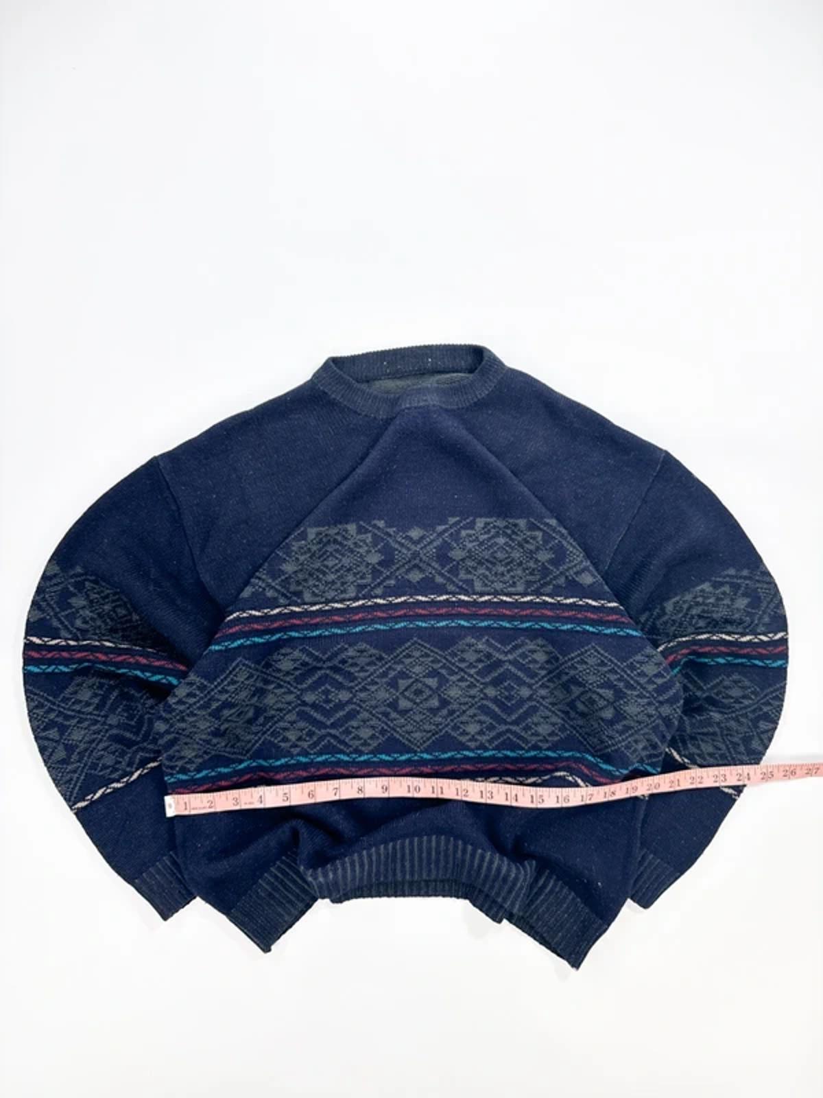Vintage Pattern Knit Sweater Navy Fair Isle Style