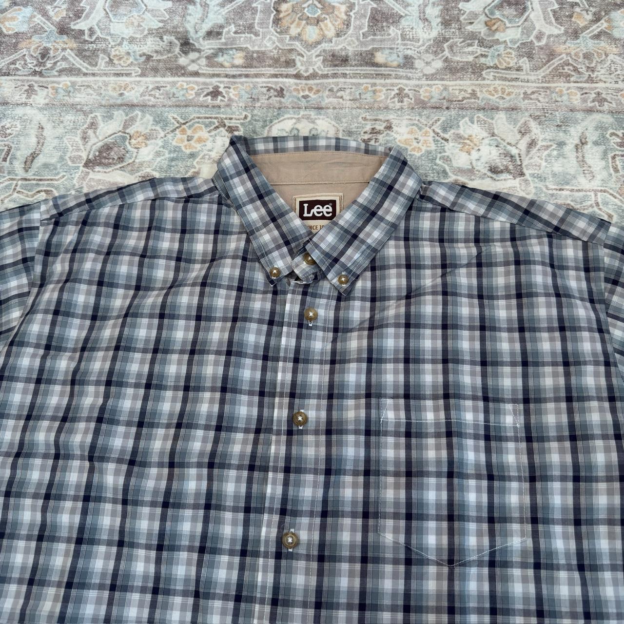 Lee Blue and Gray Plaid Button-up Shirt Size 2XL
