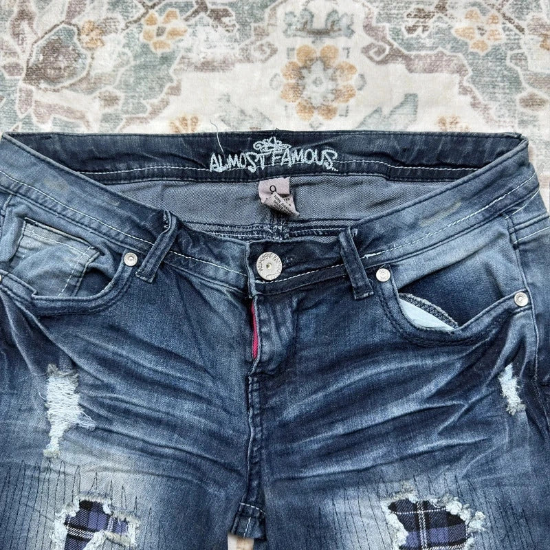 Almost Famous Y2K Ripped Patchwork Skinny Jeans Size 9