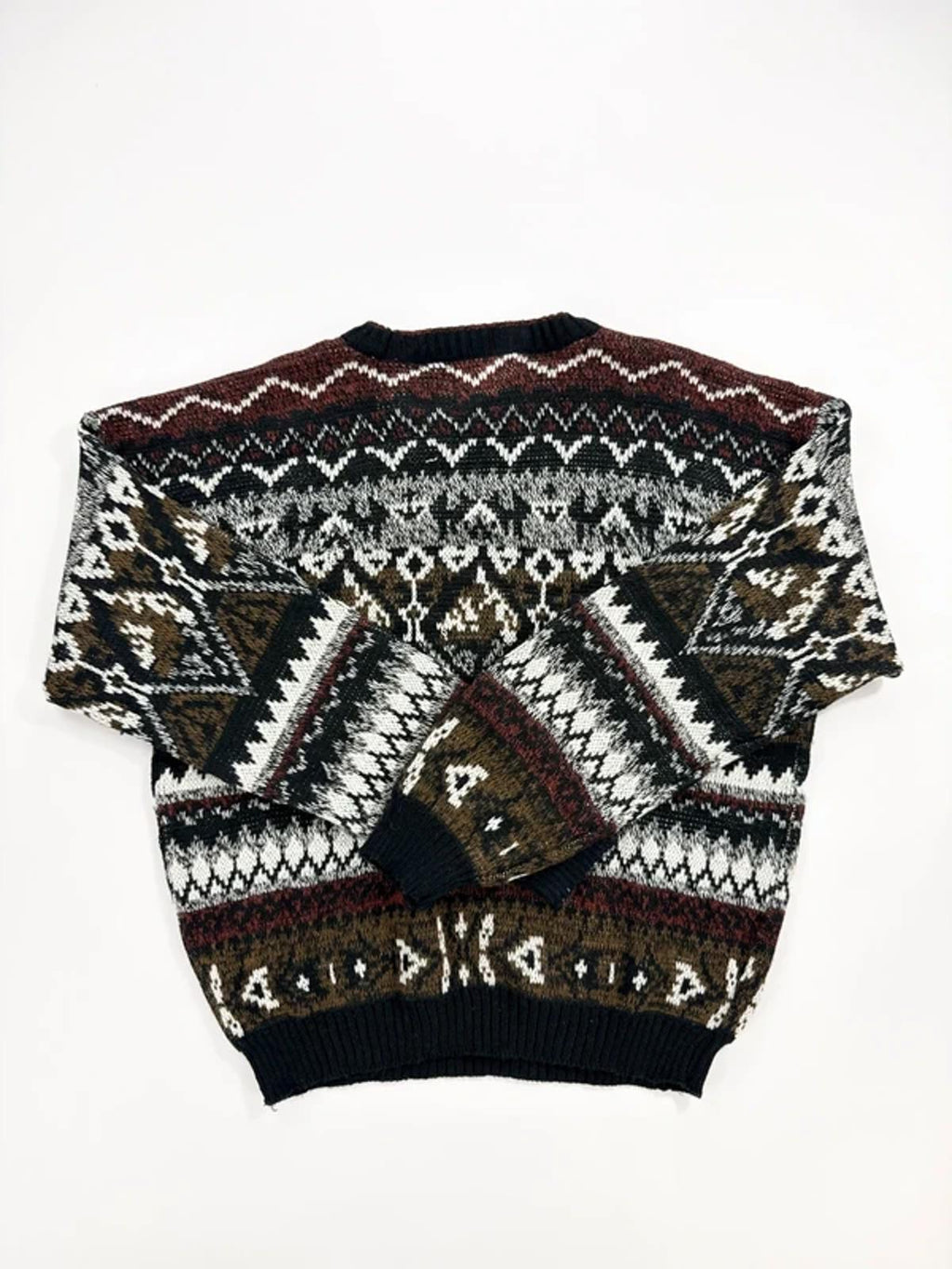 Expressions Vintage Knit Jumper Black Fair Isle Pattern