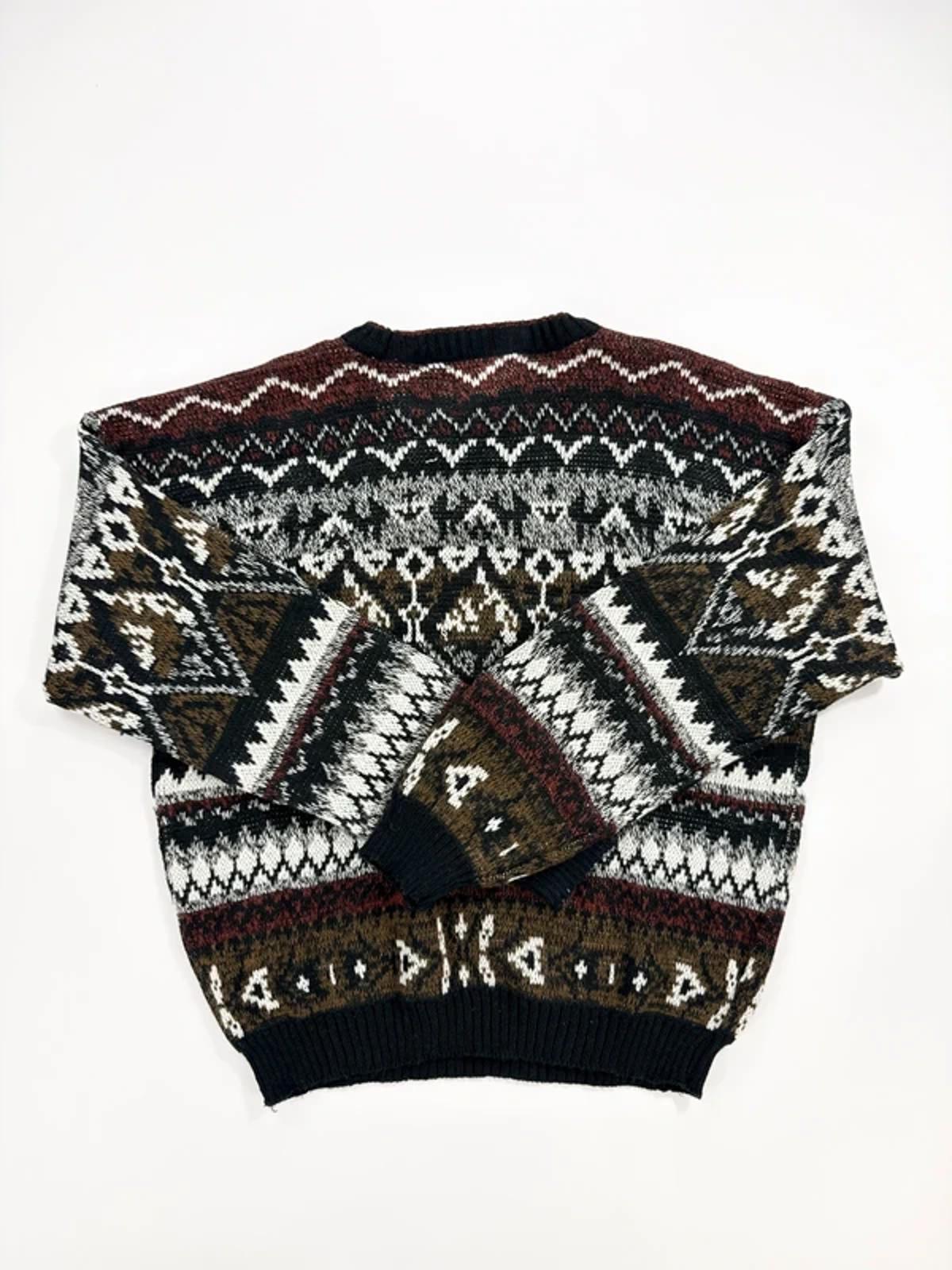 Expressions Vintage Knit Jumper Black Fair Isle Pattern