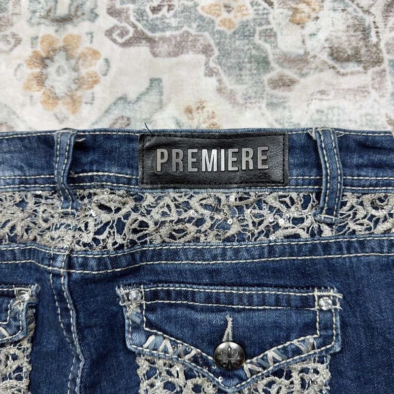 Premier Y2K Flared Jeans with Embroidery Design Size 7/8