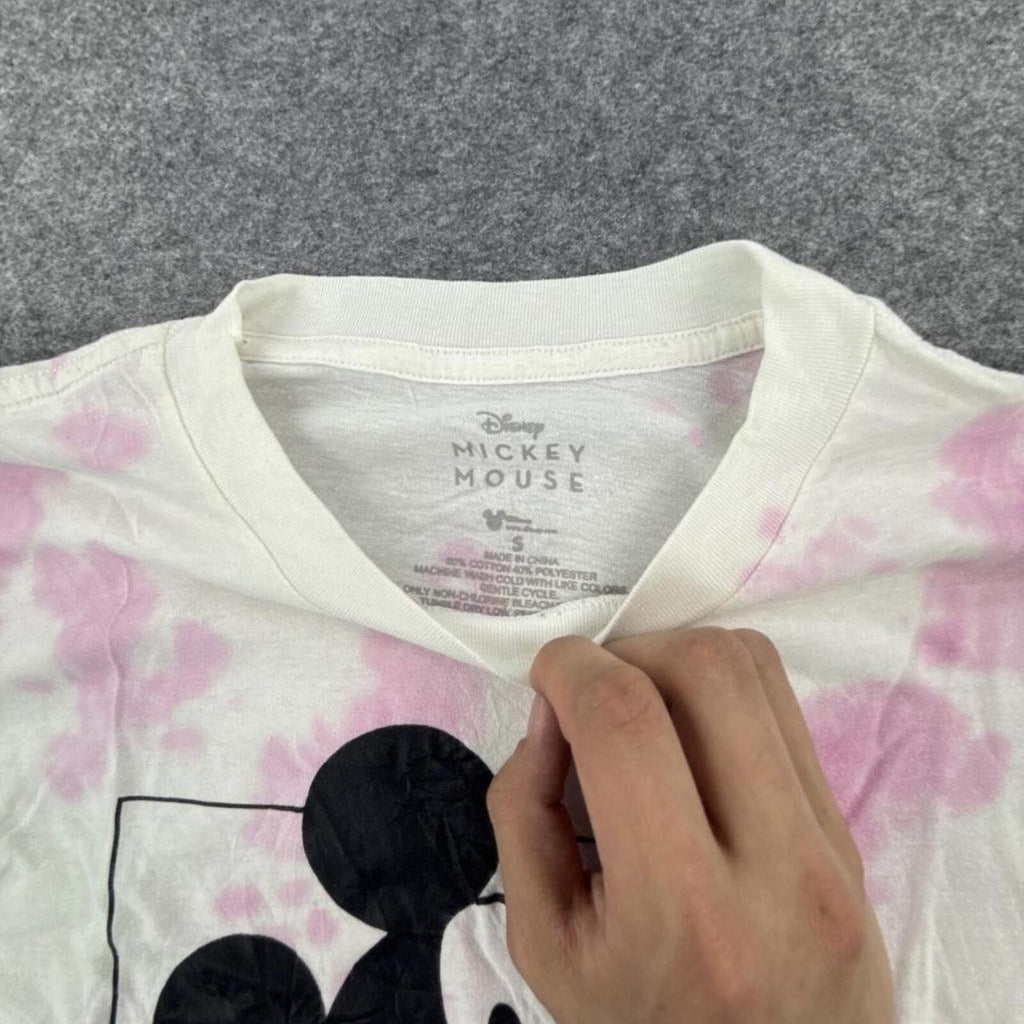 Disney Mickey Mouse tie dye shirt - white and pink