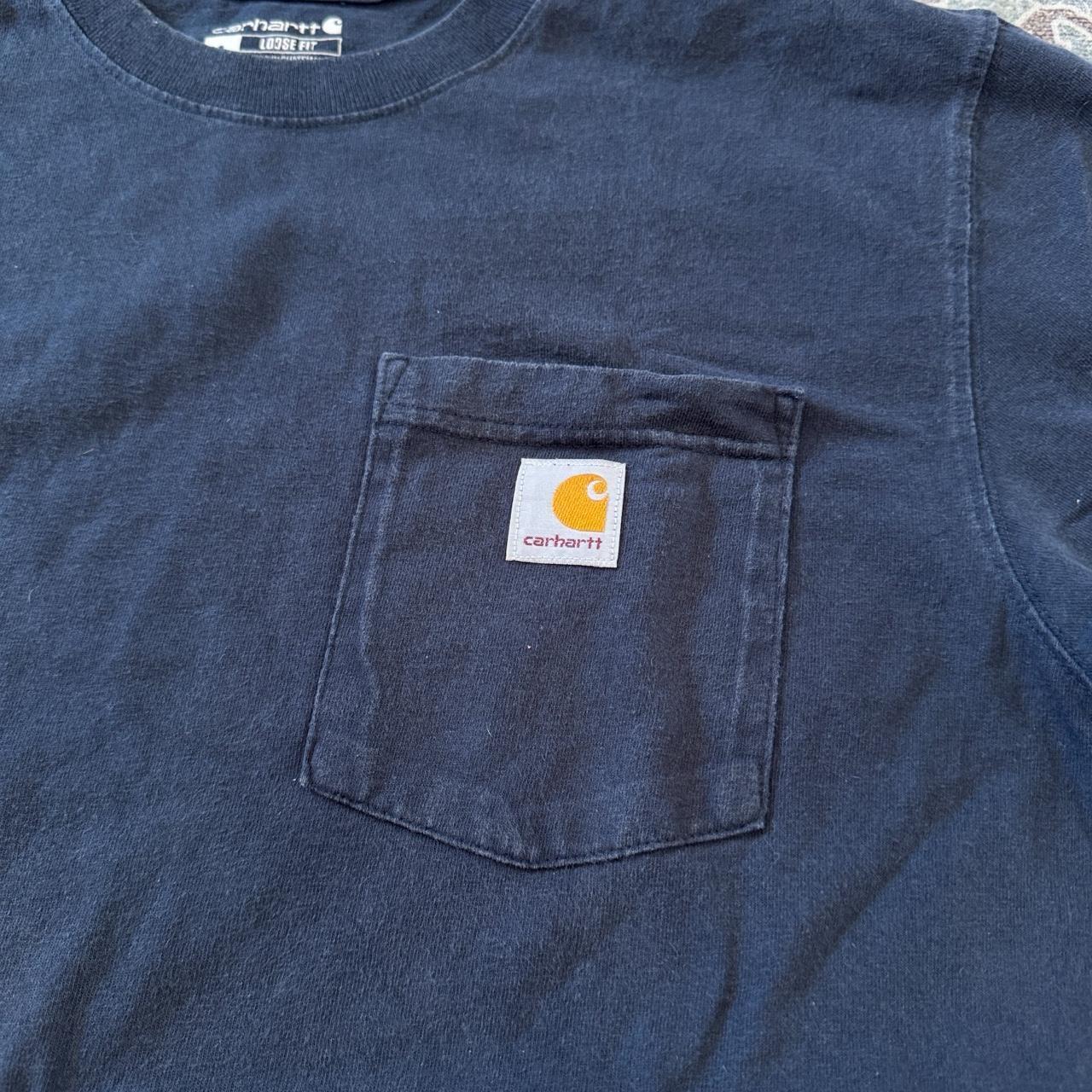 Carhartt Loose Fit Navy Blue Pocket T-Shirt Size S