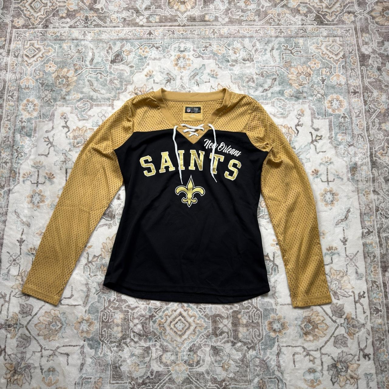 NFL New Orleans Saints Long-sleeved Jersey in Black and Gold Women’s Size S