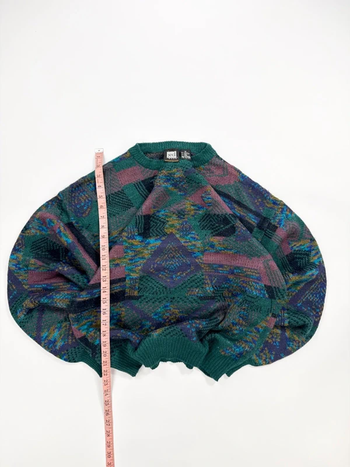 Jed Vintage Knit Jumper Green Abstract Pattern