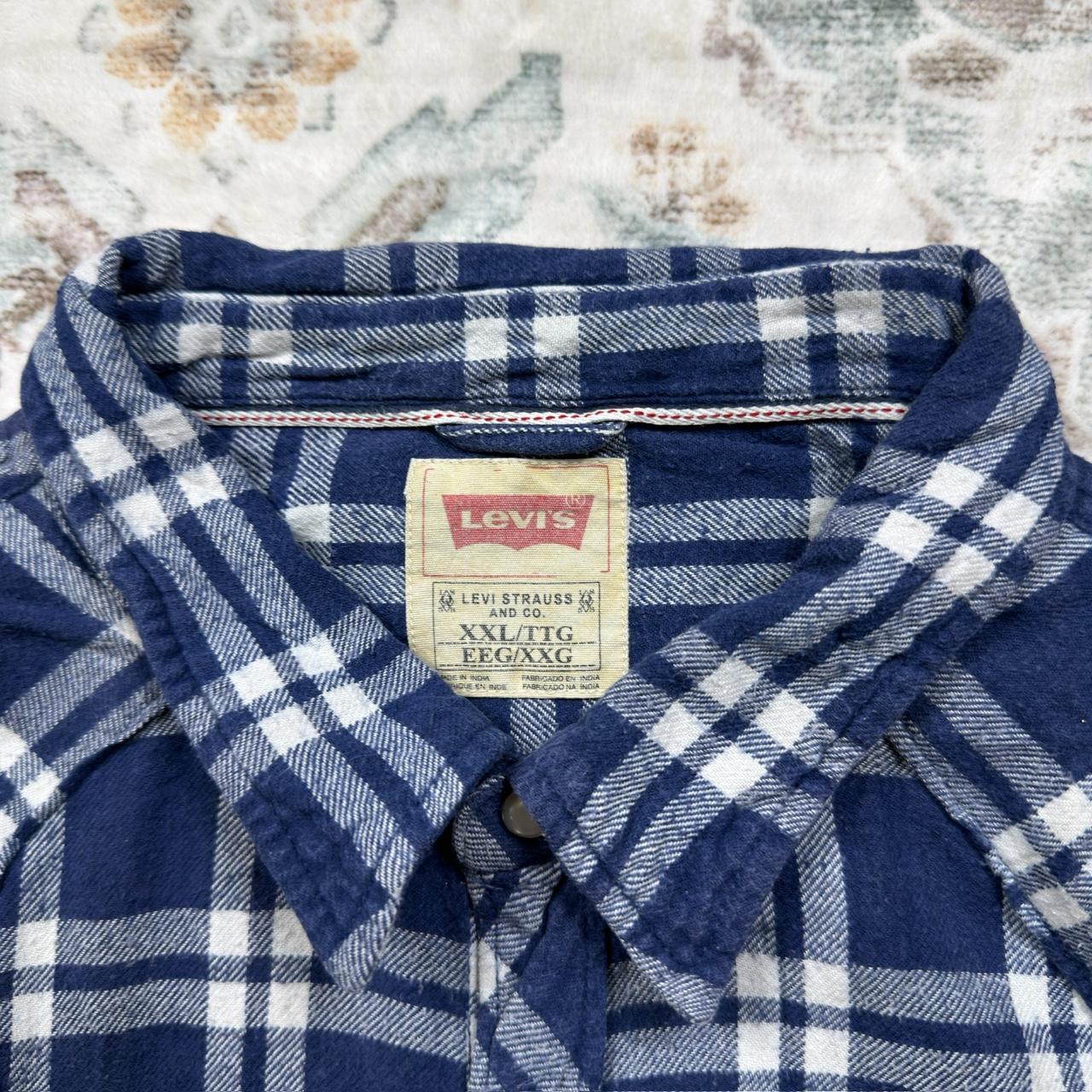 Levi’s Blue and White Checkered Button-up Long-sleeved Shirt Size XXL