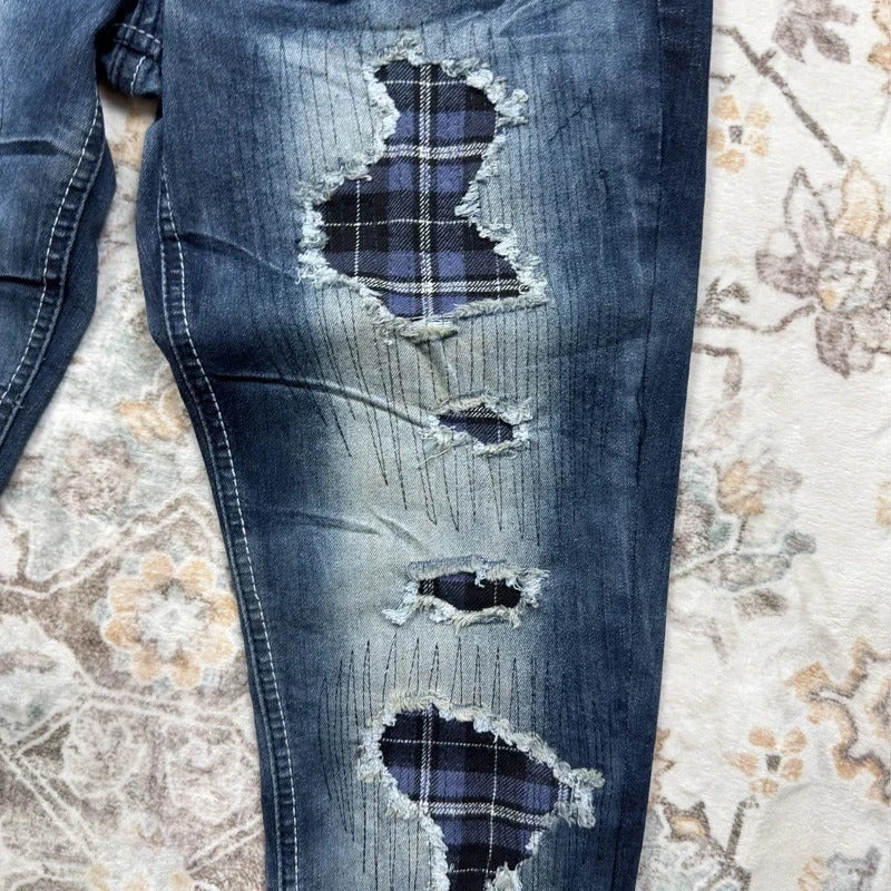 Almost Famous Y2K Ripped Patchwork Skinny Jeans Size 9