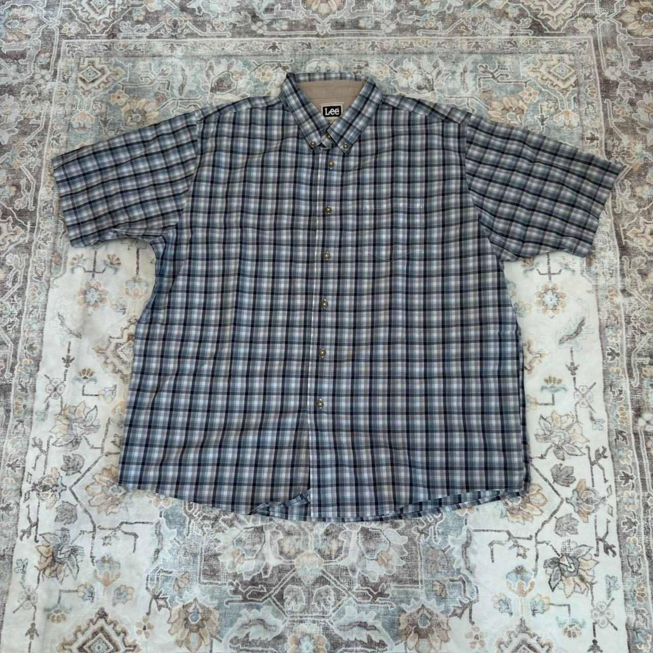 Lee Blue and Gray Plaid Button-up Shirt Size 2XL