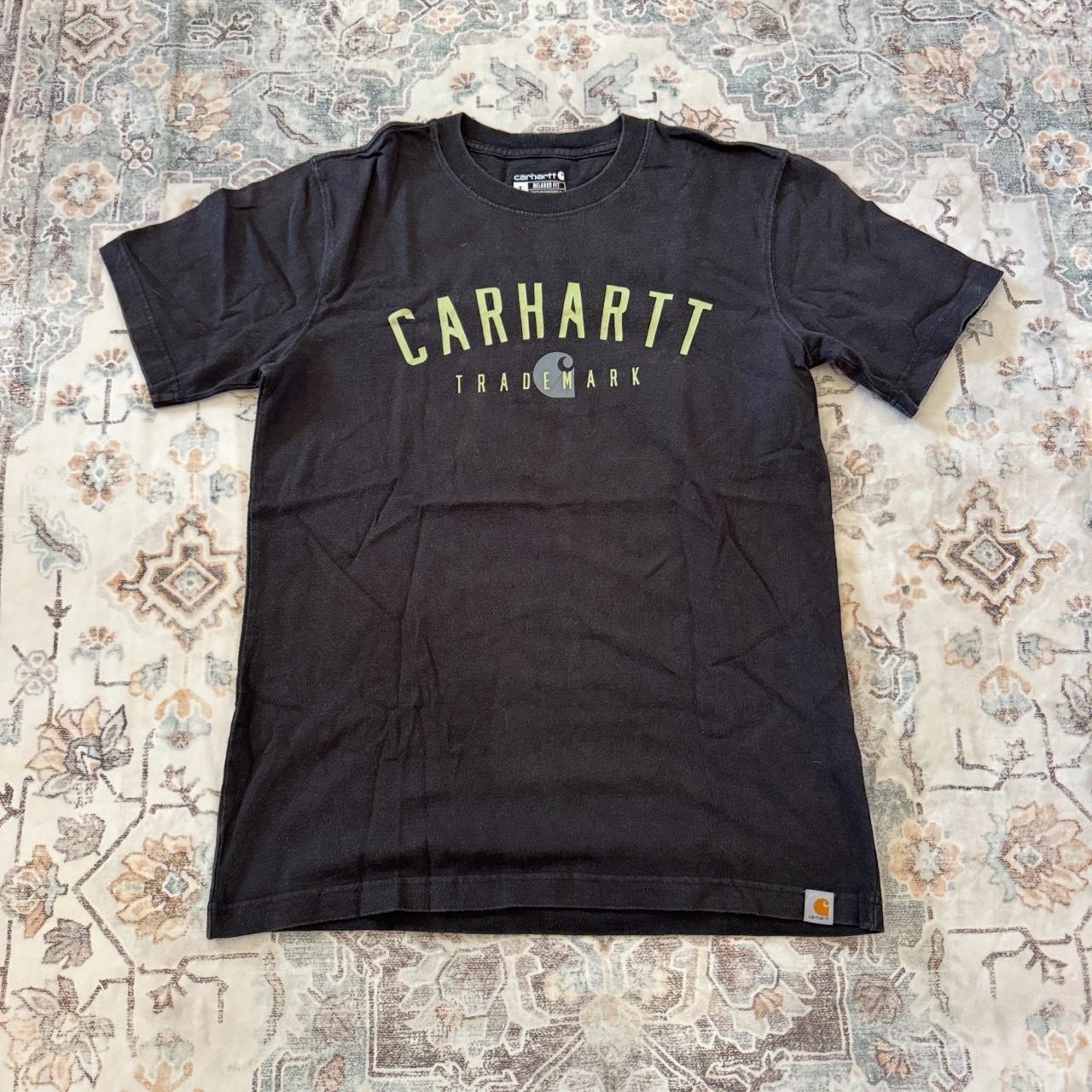 Carhartt Relaxed Fit T-Shirt in Black with Light Green Logo Size S