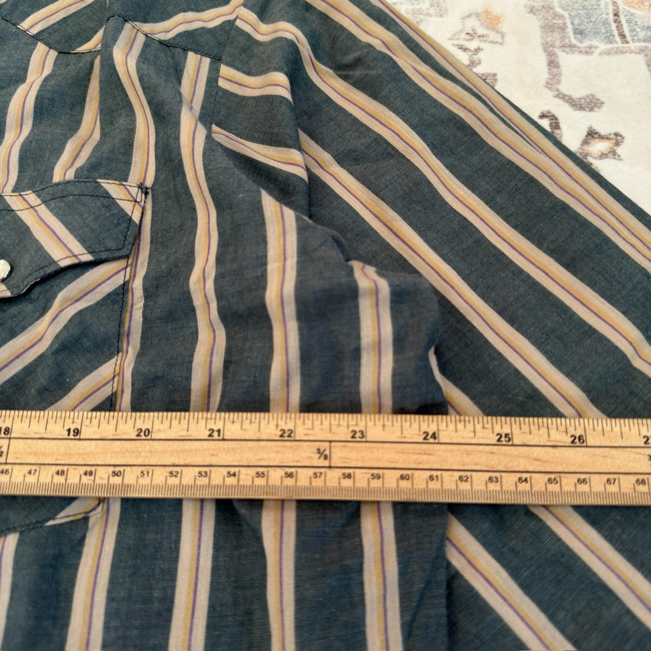 Wrangler Western Shirts Green Striped Button-up Long-sleeved Shirt Size XL
