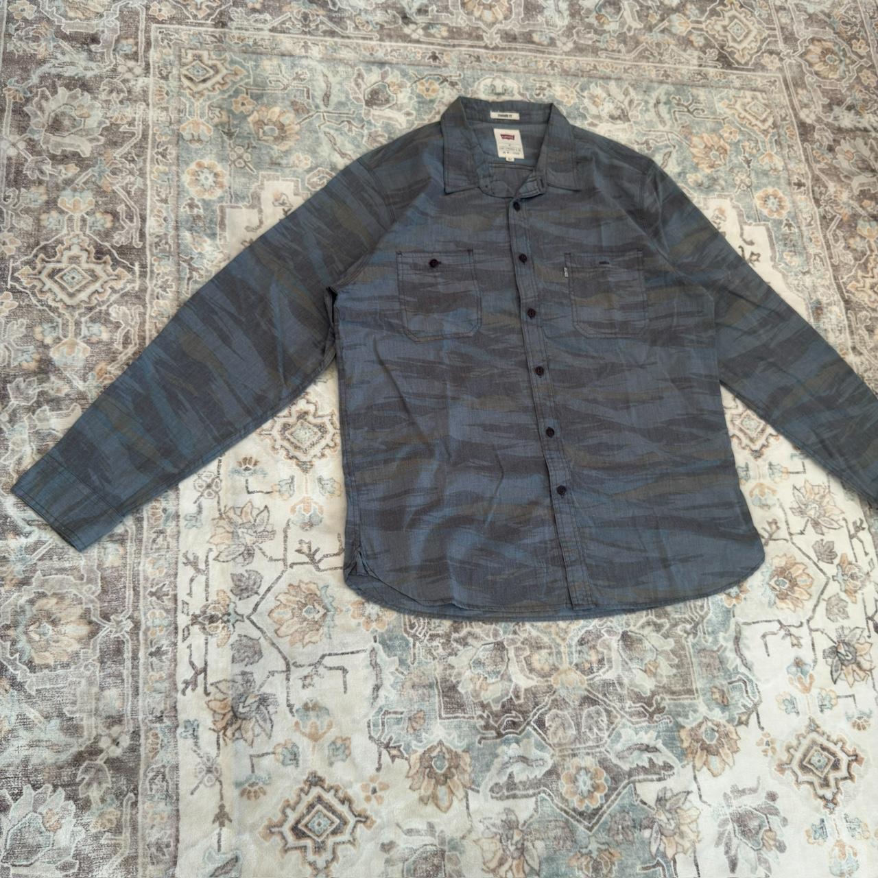 Levi's Blue Patterned Button-up Long-sleeved Shirt Size XL