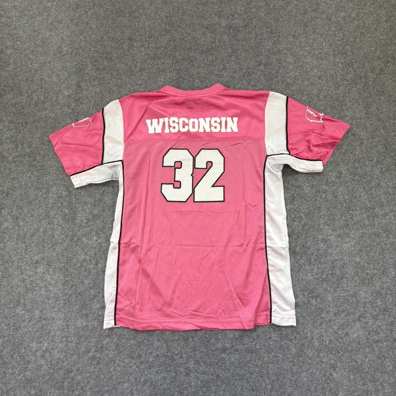 Pink and White Vintage 90s ‘Wisconsin’ NFL Jersey