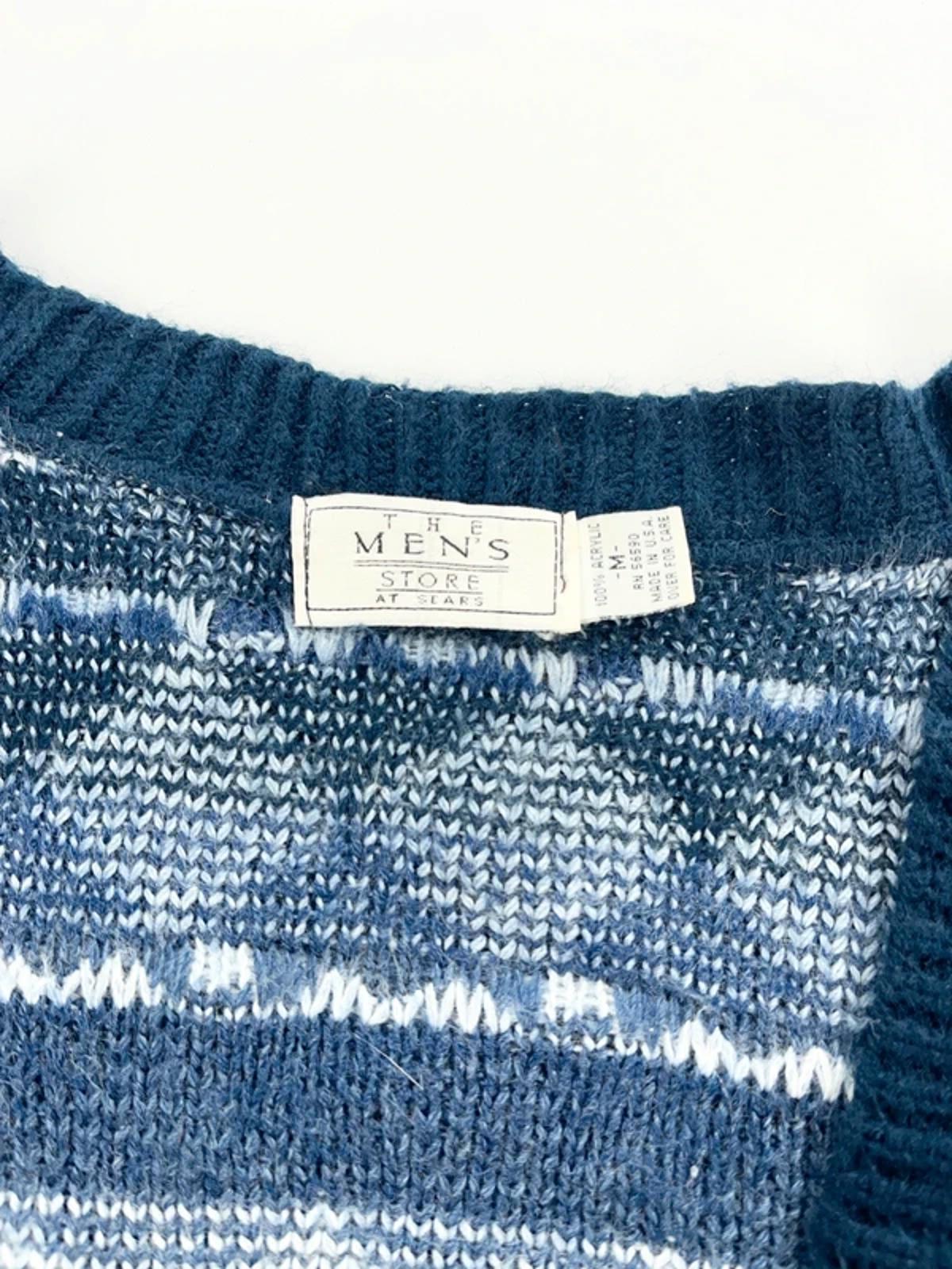 Vintage Pattern Cardigan Blue Grey Knit