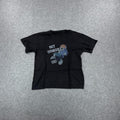 Black Dunks tee with multi-coloured graphics