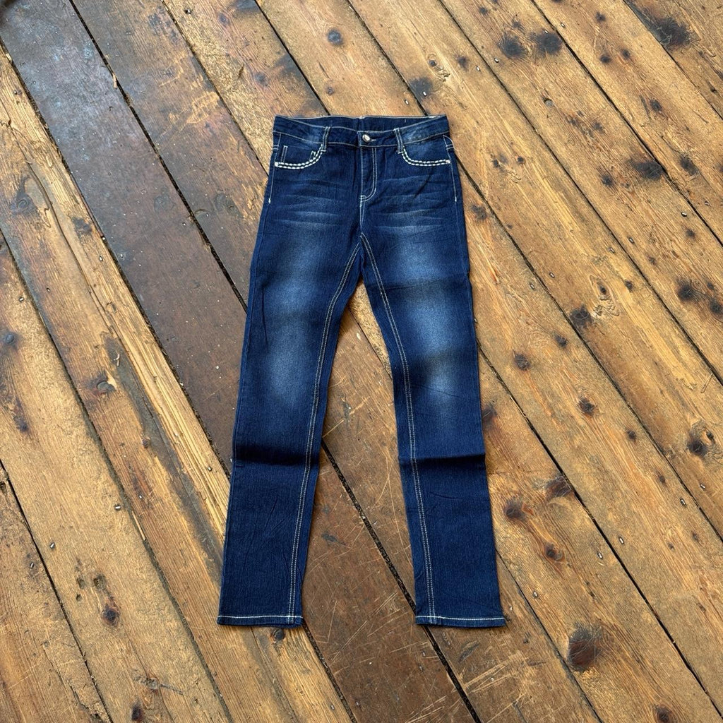 Faded Glory Women’s Y2K Skinny Jeans Dark Wash with Cross Design Size 14