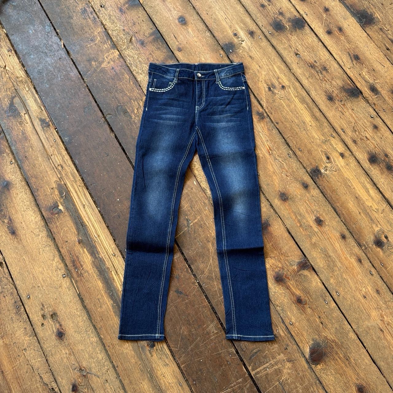 Faded Glory Women’s Y2K Skinny Jeans Dark Wash with Cross Design Size 14