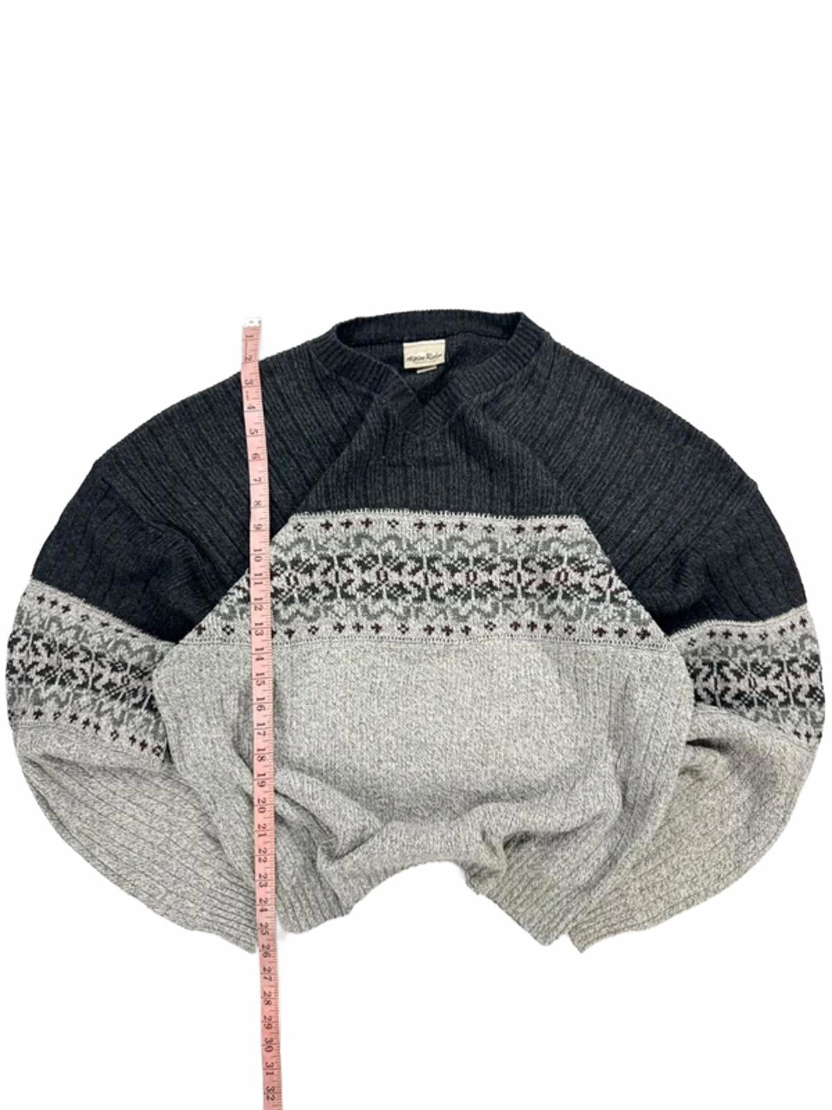 Alpine Ridge Vintage Knit Jumper Grey Navy Pattern
