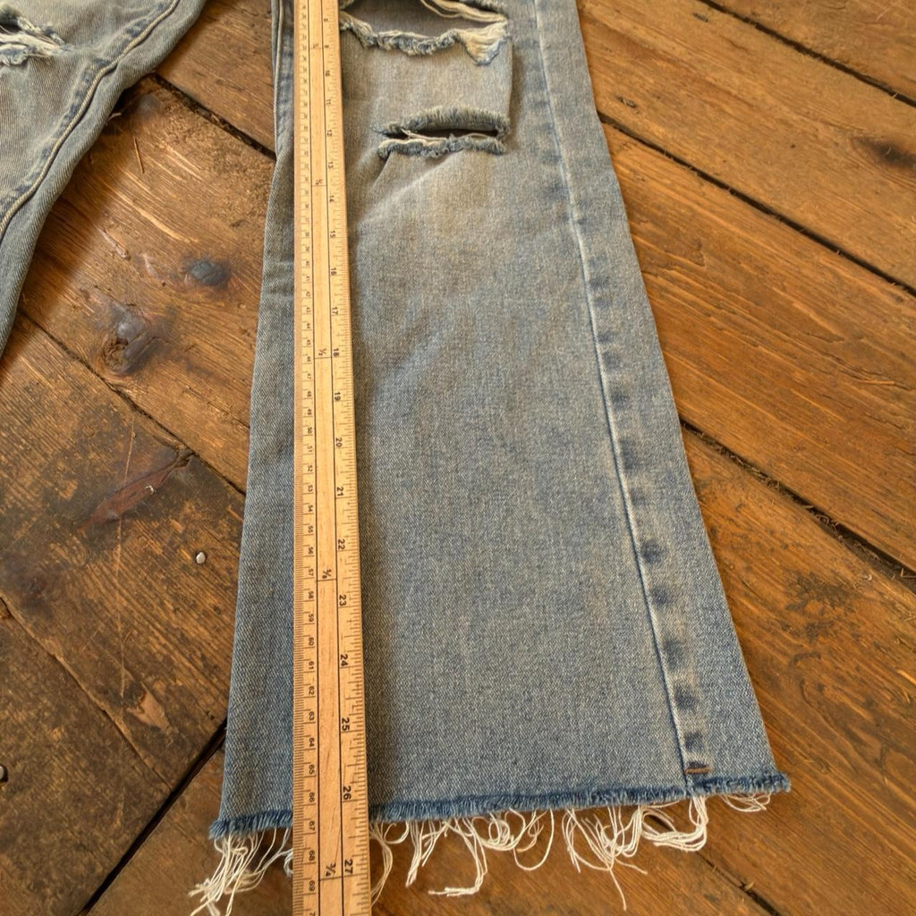 Cider Women’s Distressed Blue Jeans with Frayed Hem W25