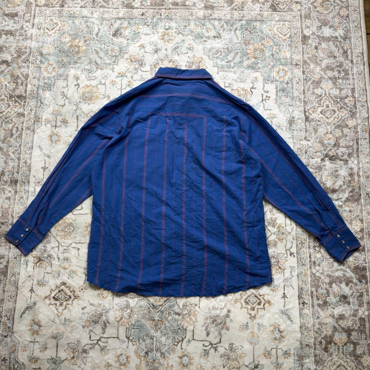 Wrangler Blue Striped Button-up Long-sleeved Shirt Size 2XL