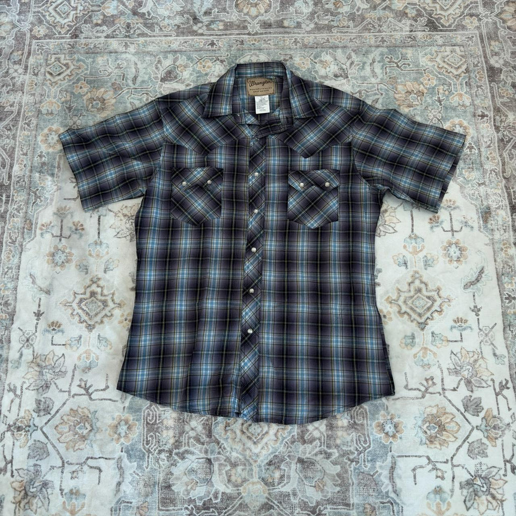 Wrangler Western Fashion Snap Shirts Button-up Short-sleeved Shirt Size M