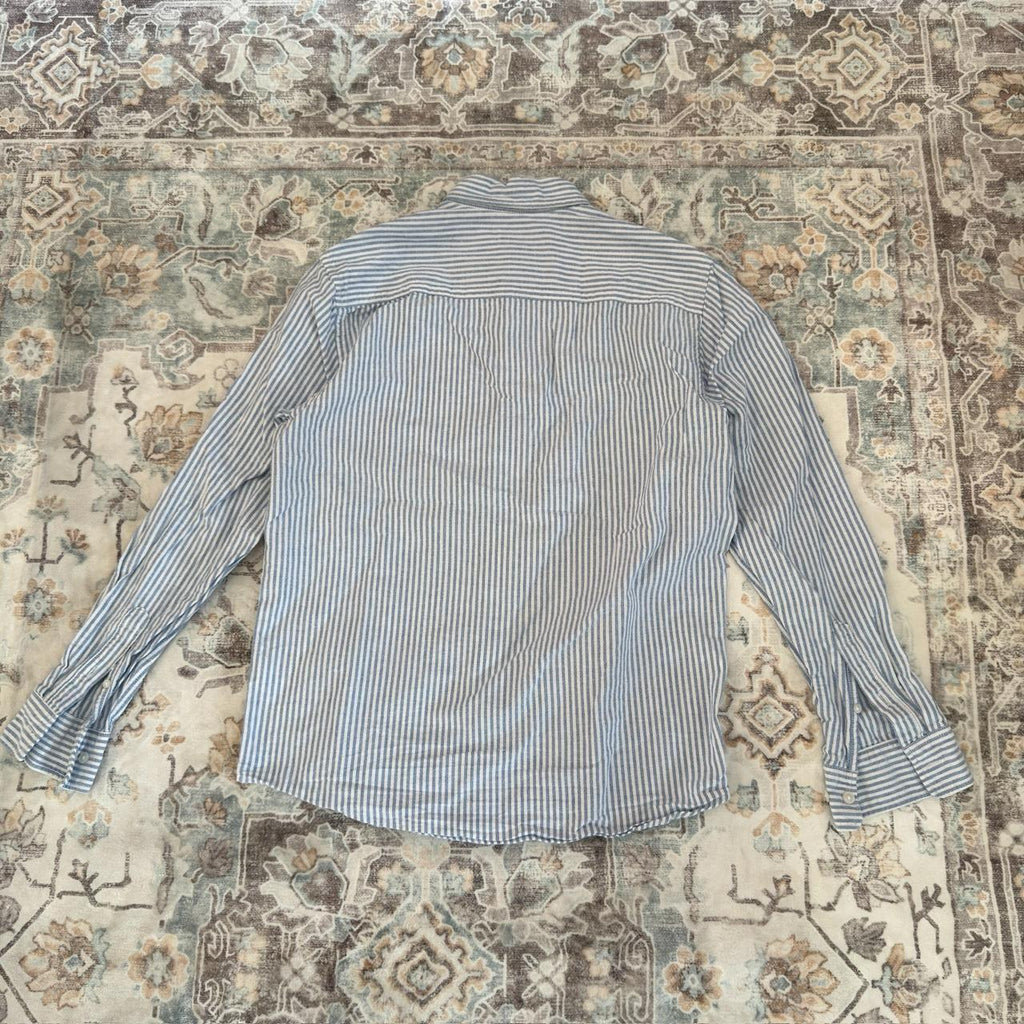 H&M Regular Fit Blue and White Striped Button-up Long-sleeved Shirt Size S