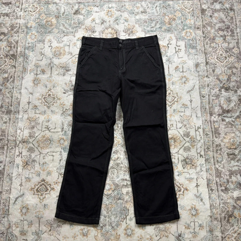 Carhartt Relaxed Fit Contrast Lining Black Carpenter Trousers W35 L30