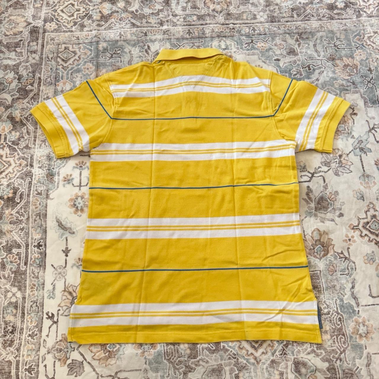 Tommy Hilfiger Yellow and White Striped Polo Shirt Size L