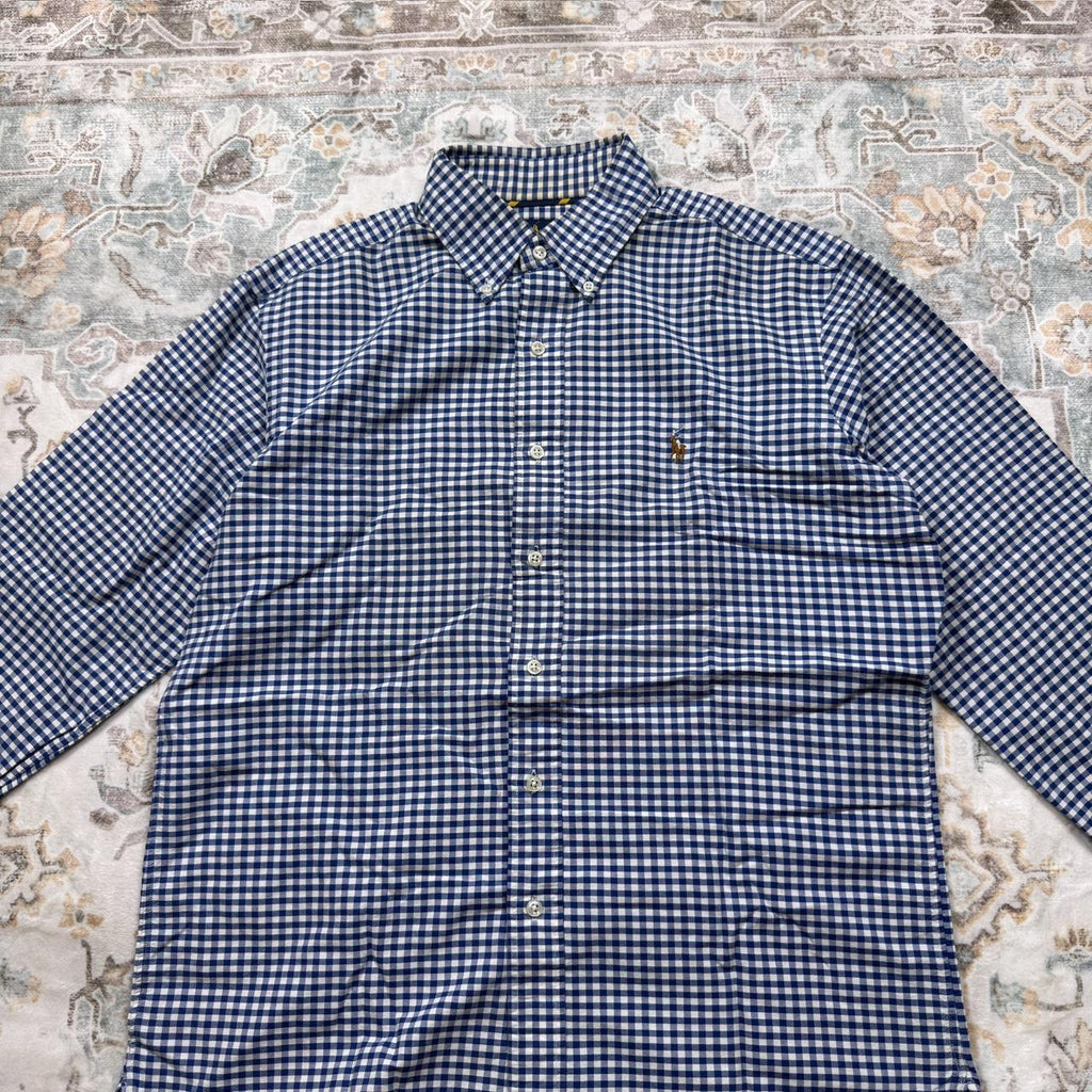 Ralph Lauren Classic Fit Blue Gingham Long-sleeved Button-up Shirt Size M