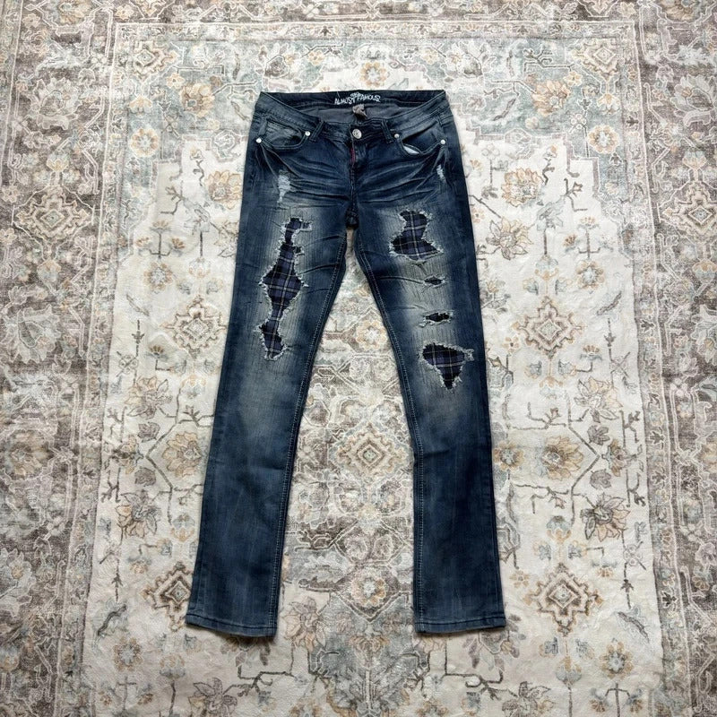 Almost Famous Y2K Ripped Patchwork Skinny Jeans Size 9