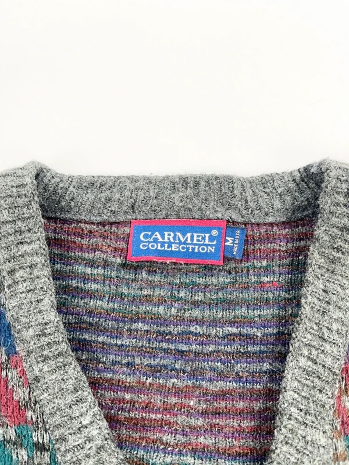 Carmel Collection Vintage Knit Jumper Multicolour Pattern