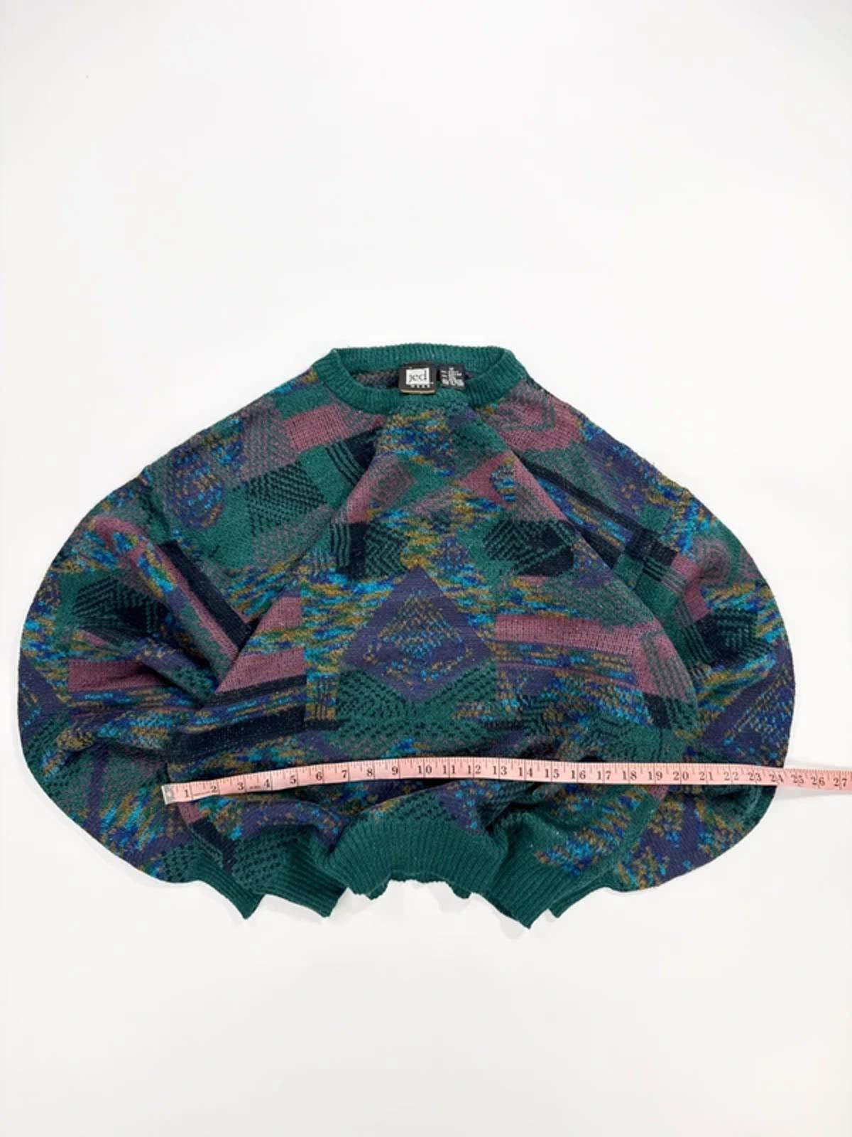 Jed Vintage Knit Jumper Green Abstract Pattern