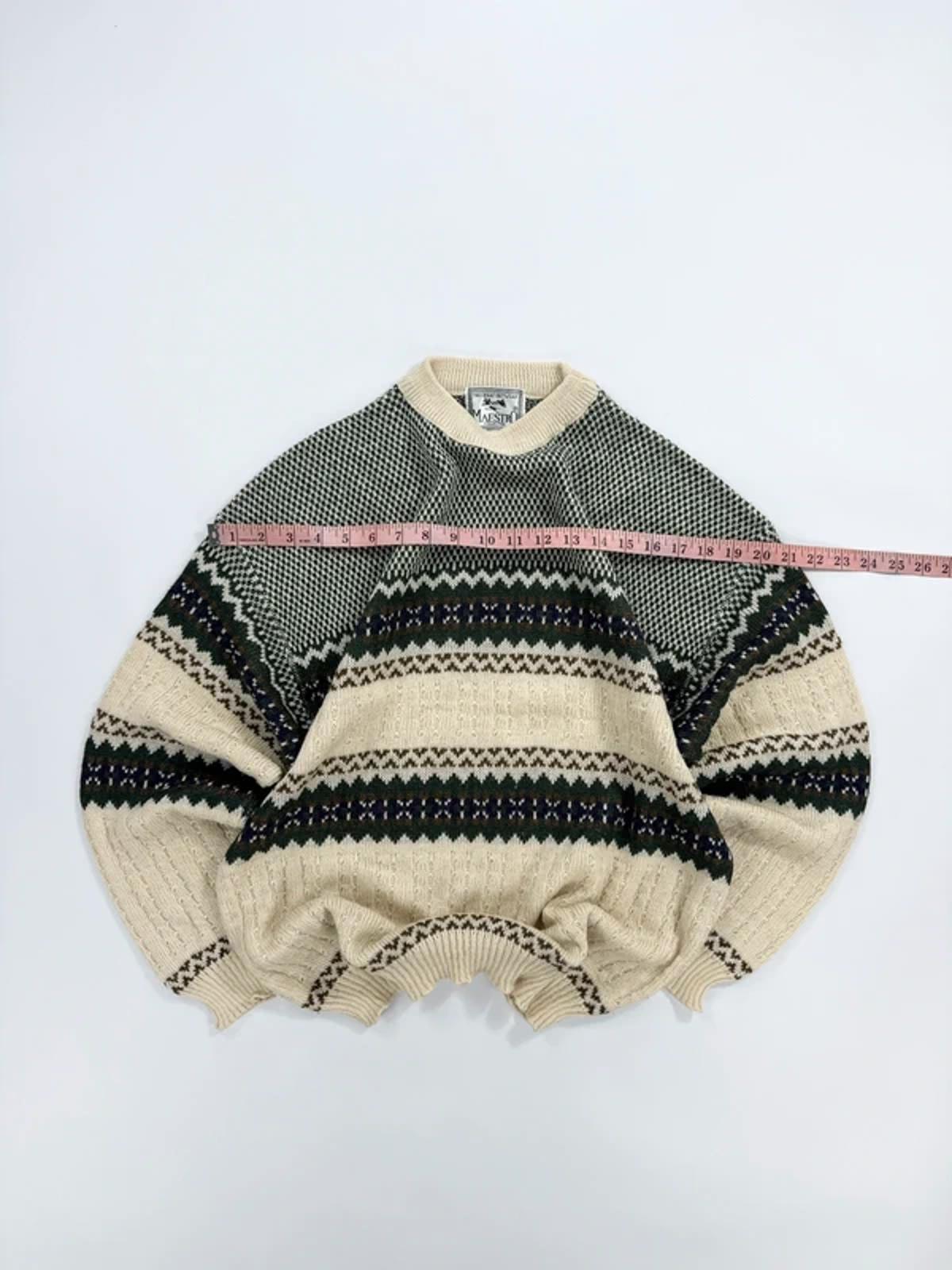 Vintage Maestro Knit Jumper Cream Green Pattern