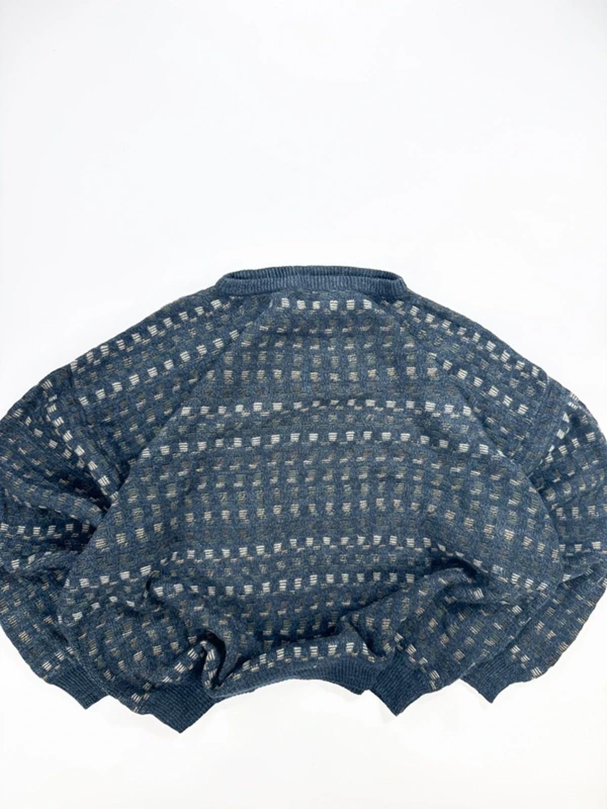 Farah Vintage Knit Sweater Blue Grey Pattern 3XL