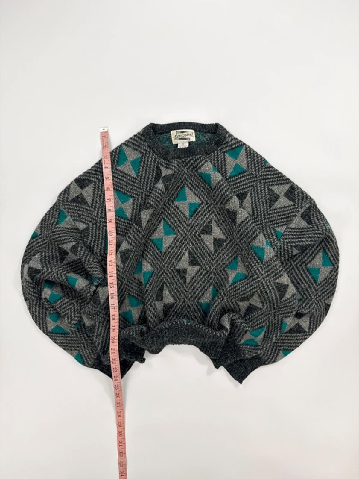 Vintage Expressions Knit Jumper Grey Abstract Pattern